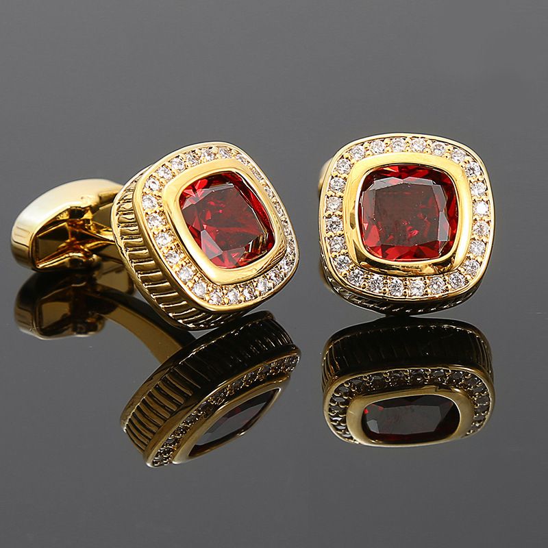 The Royal Cushion Halo Cufflink Ruby Red