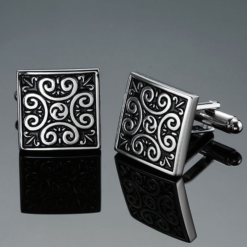 Silver & Black Renaissance Filigree Cufflink