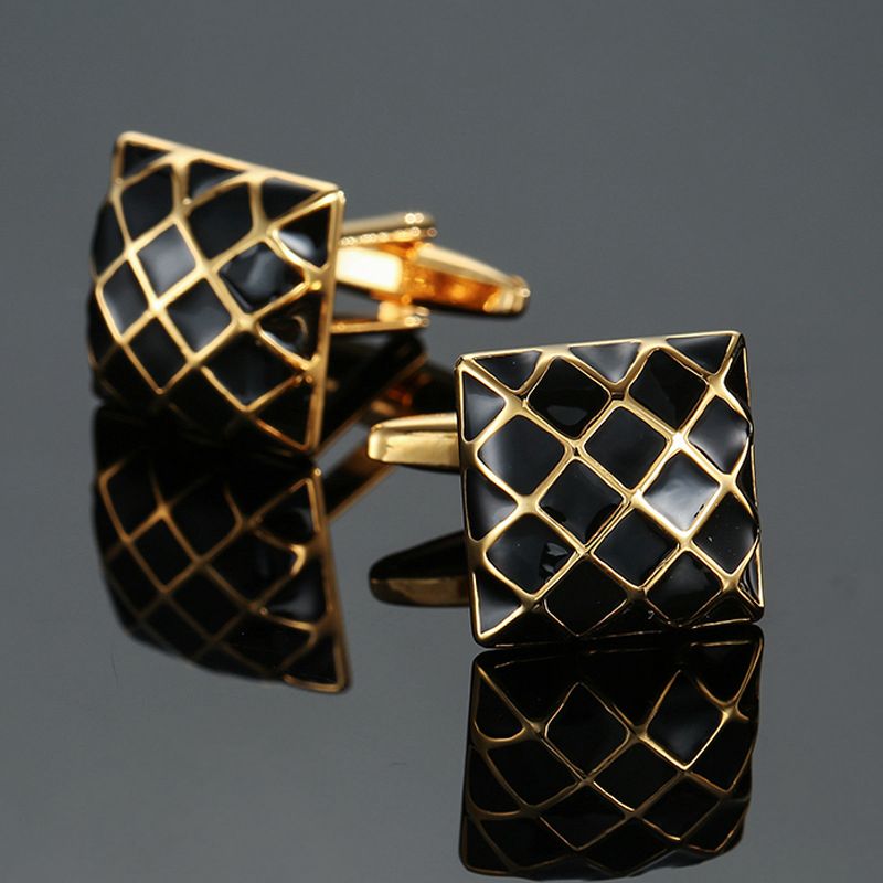 Gold & Black Quilted Lattice Cufflinks