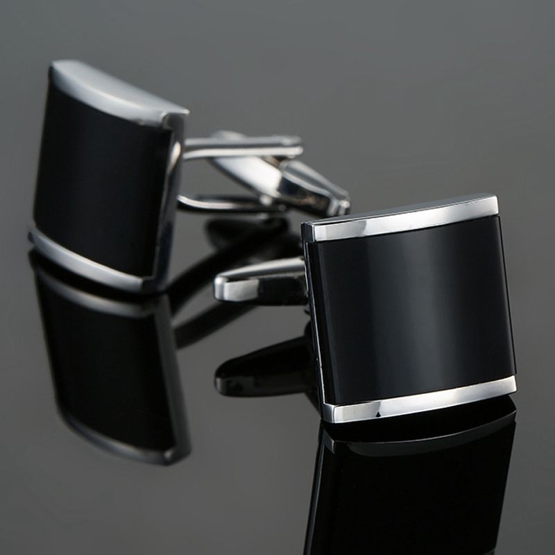 Onyx Black and Silver Cufflinks