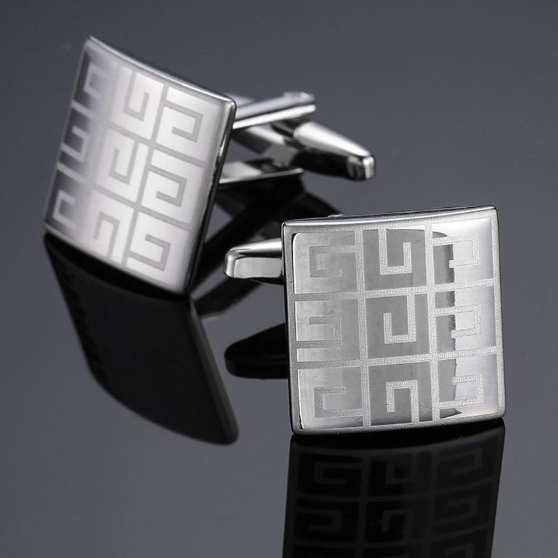 Textured Silver Greek Key Cufflinks