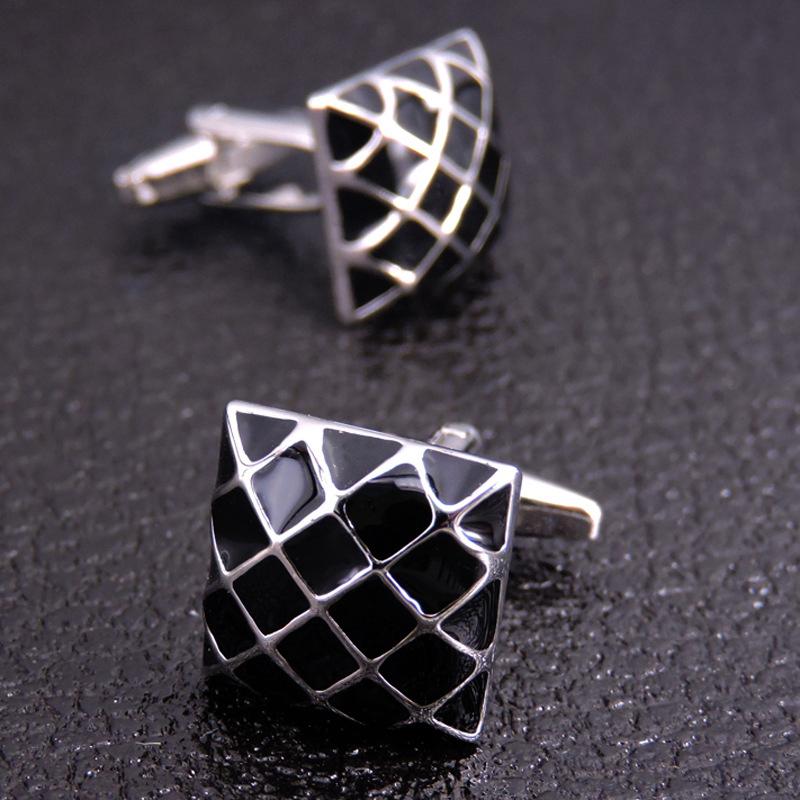 Silver and Black Quilted Lattice Cufflinks