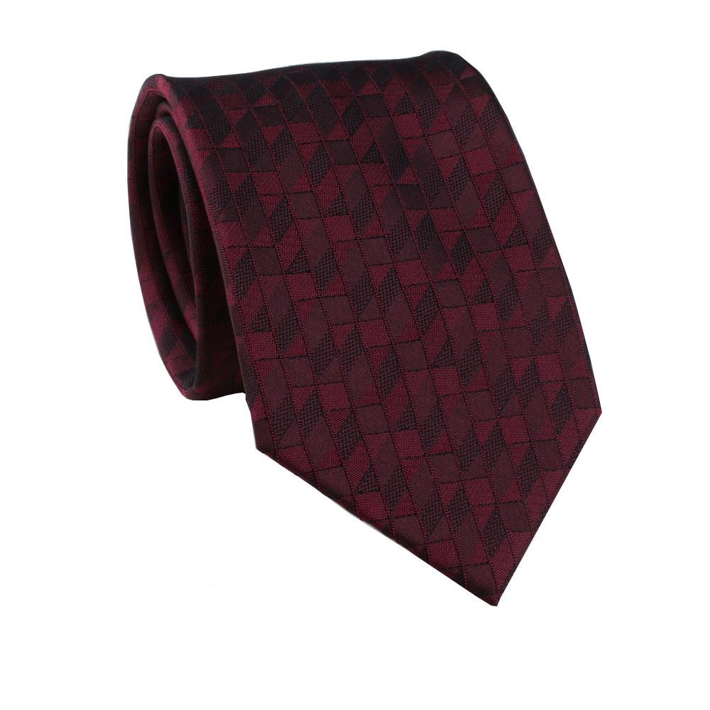 Mulberry Silk Tie Geometric Pattern Burgundy