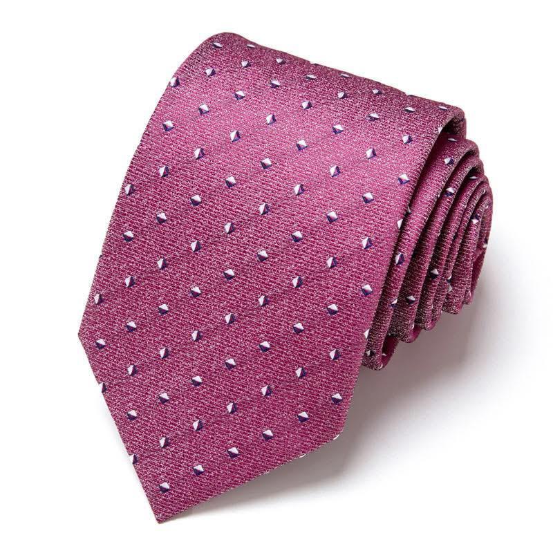Berry Red Micro-Dot Polyester Silk Tie