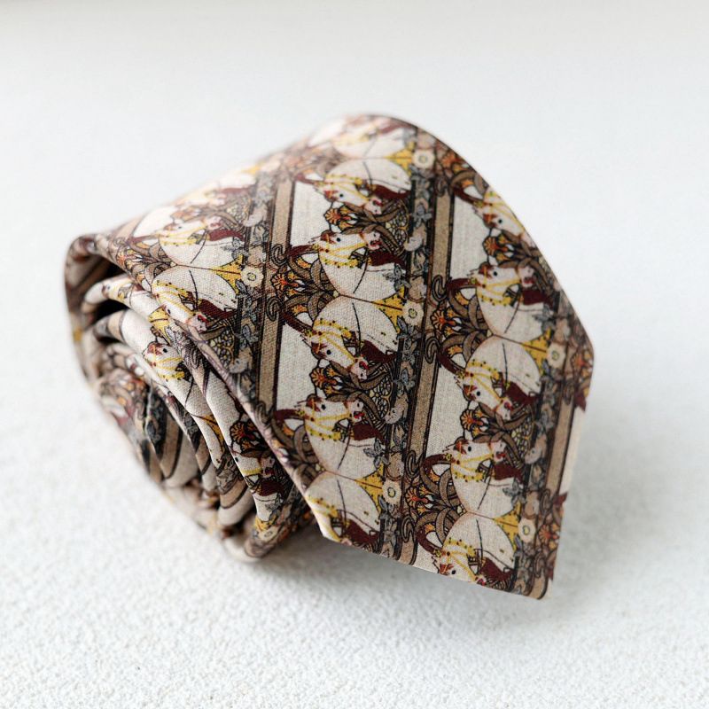 Vintage Ornamental Patterned Party Polyester Silk Tie