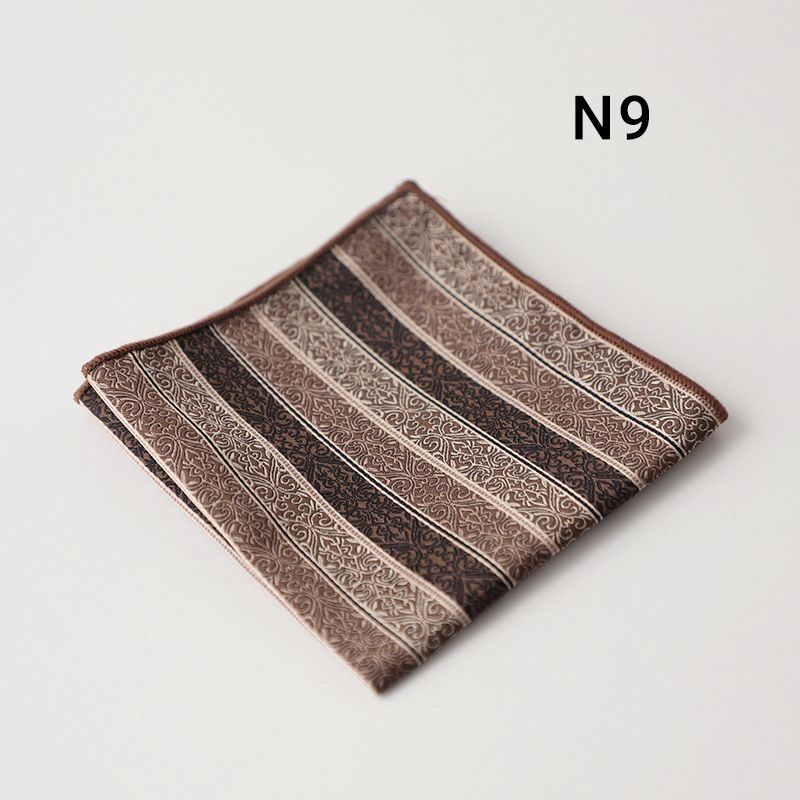 Brown Striped Floral Pocket Square