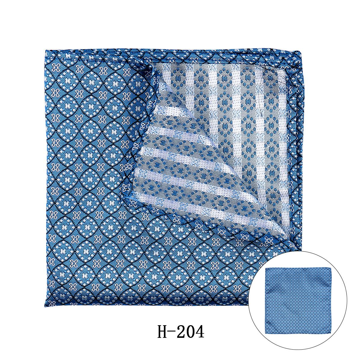 Blue Patterned Silk-Feel Pocket Square