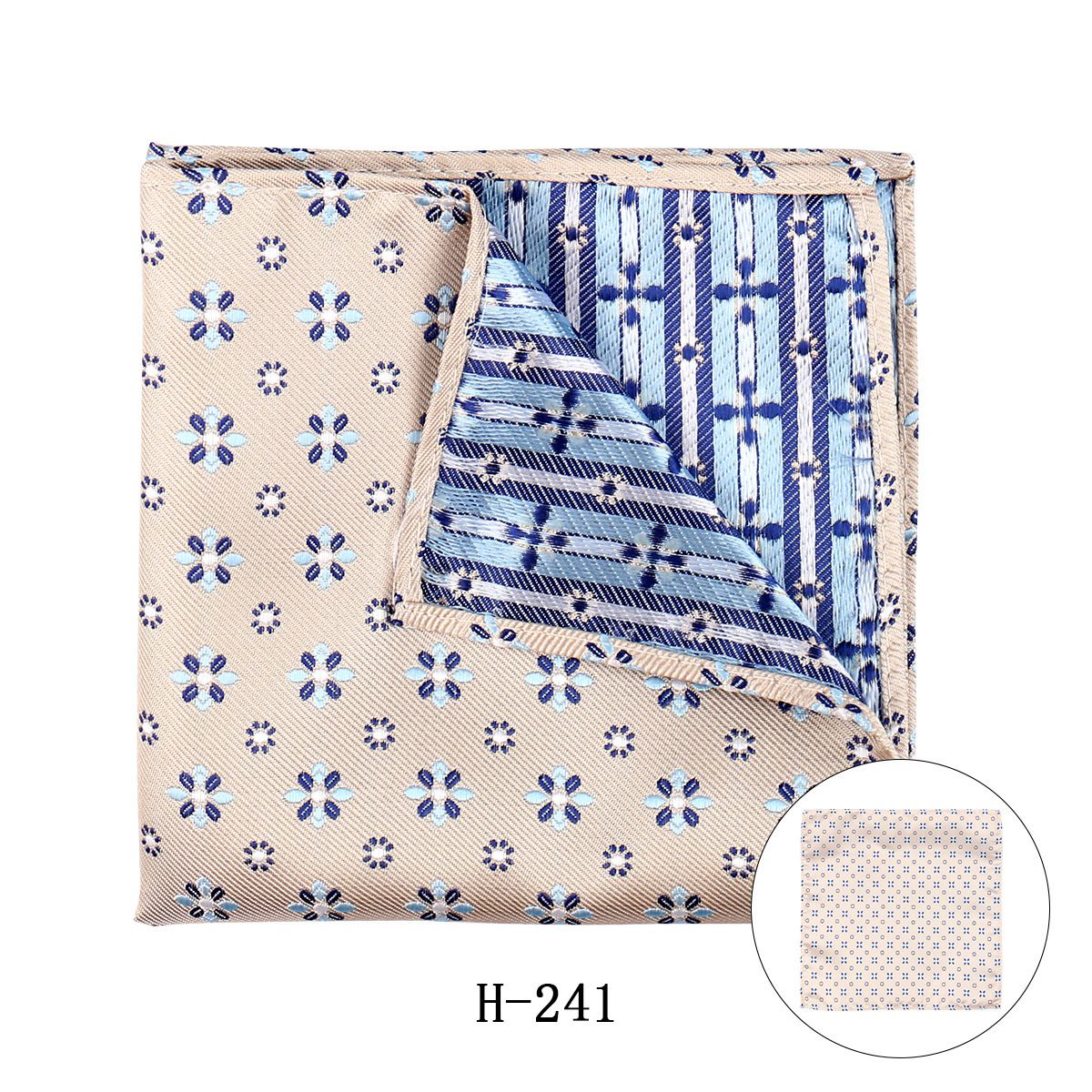 Champagne Blue Floral Pocket Square