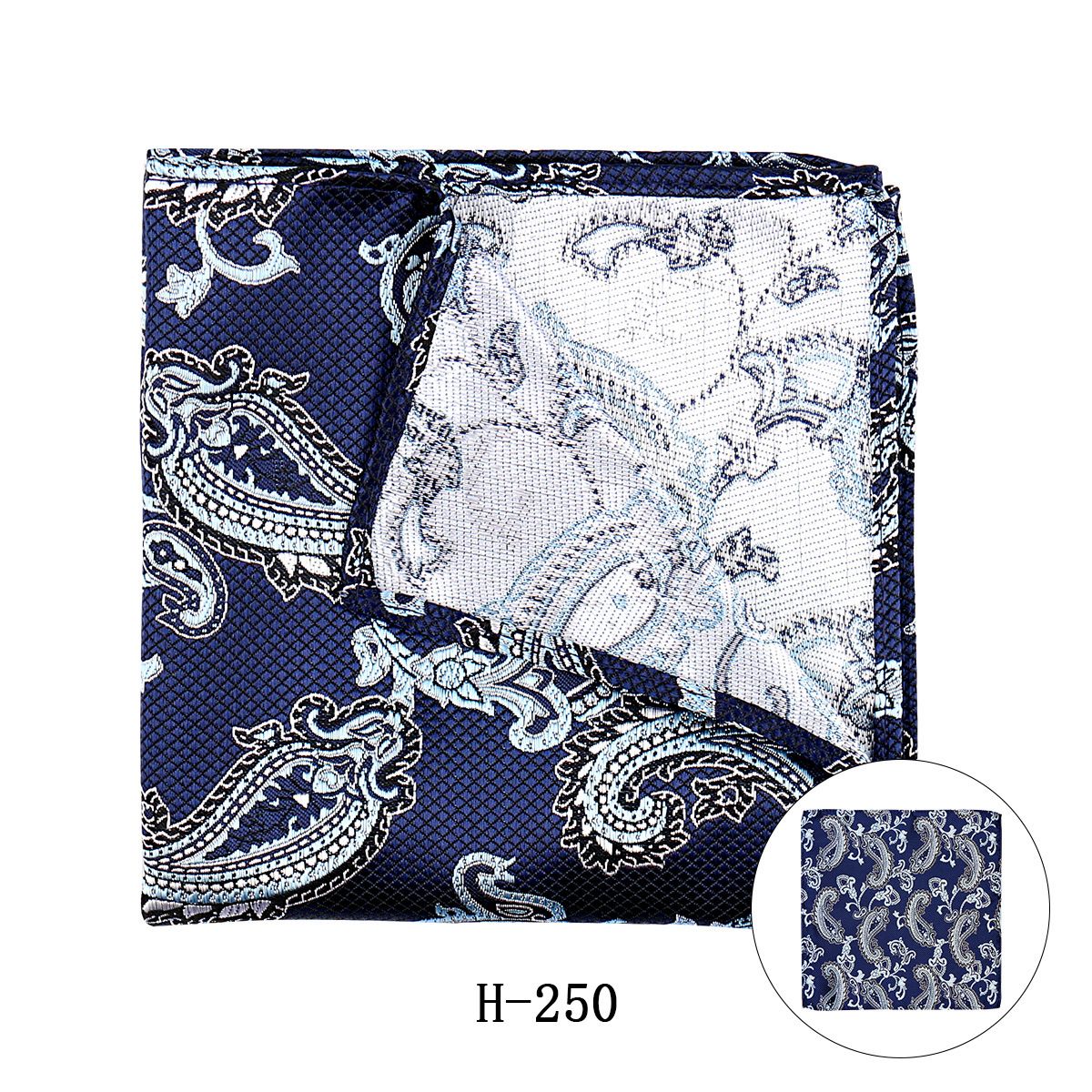 Navy Blue Paisley Pattern Pocket Square