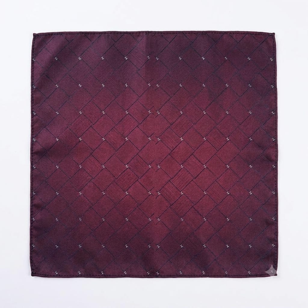 Burgundy Geometric Pattern Pocket Square