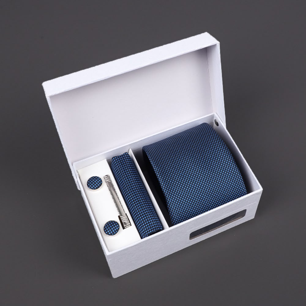 Deep Blue Textured Weave Tie Gift Set
