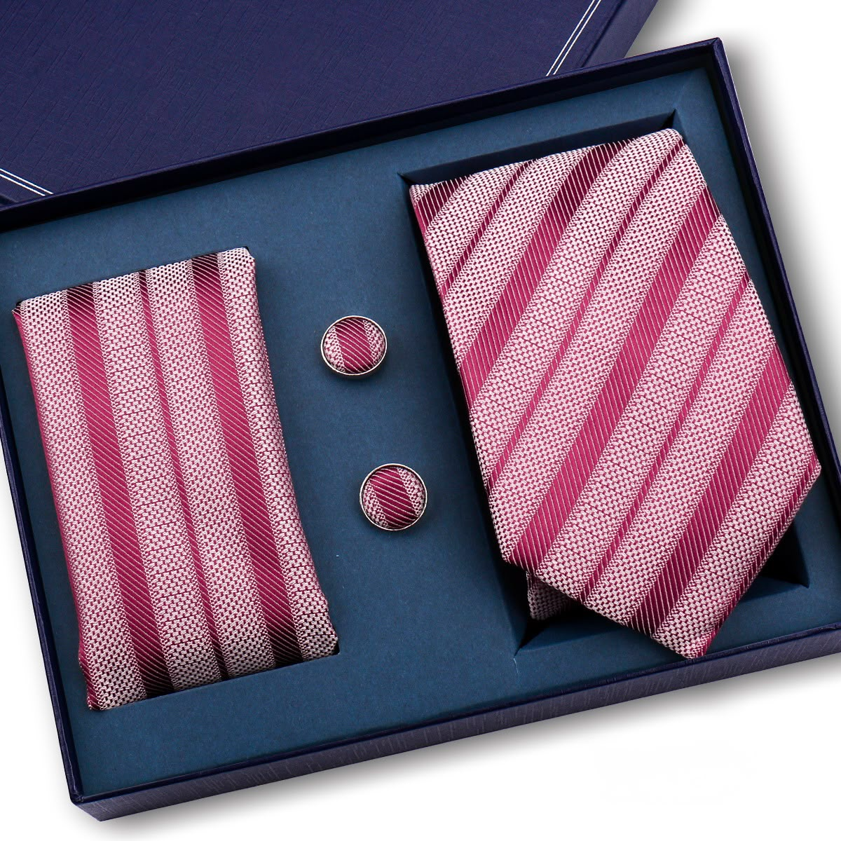 Vibrant Maroon Diagonal Stripe Tie Set