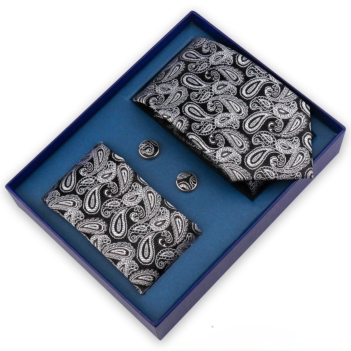 Monochrome Paisley Noir Tie Set