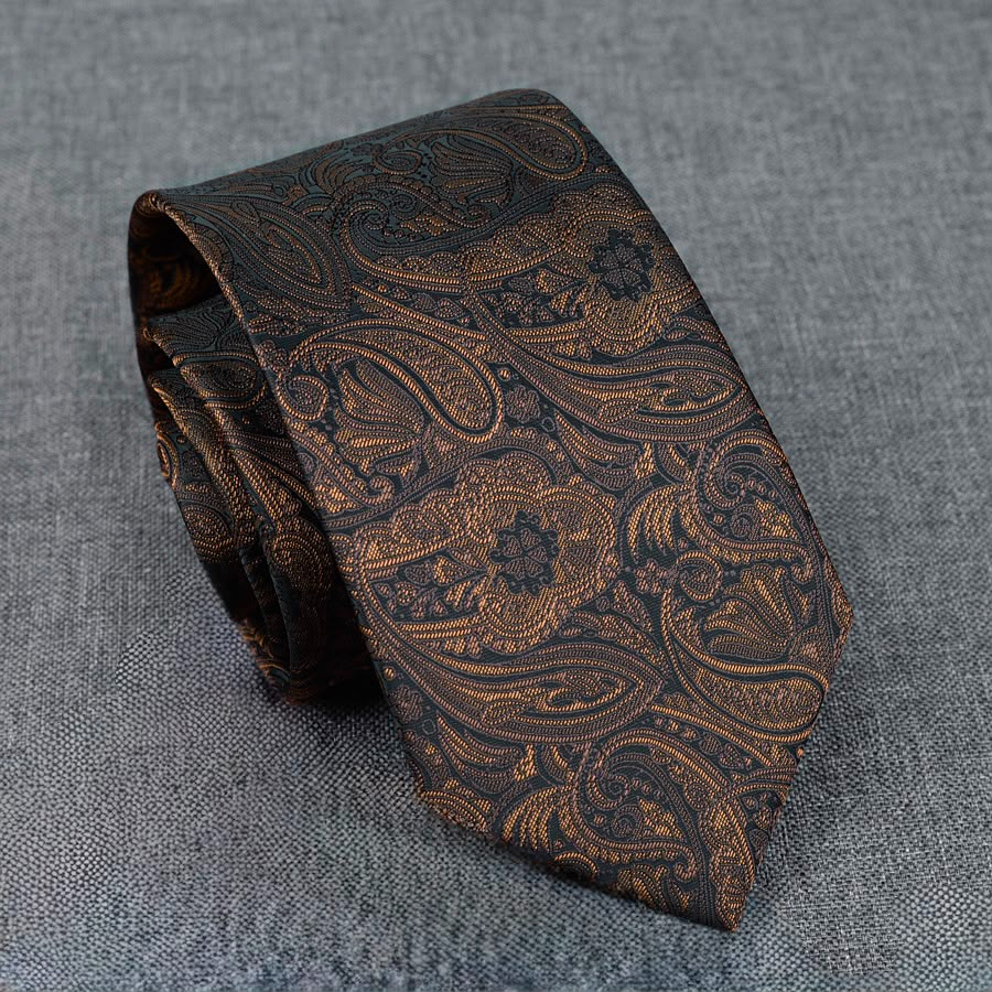 Charcoal & Copper Paisley Tie