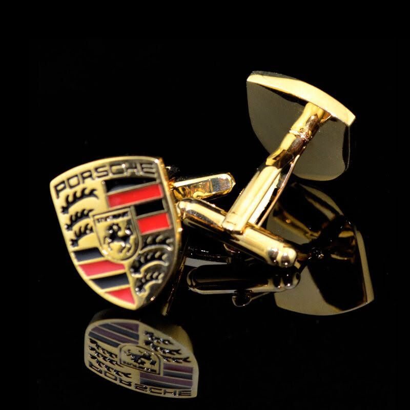 Luxury Porsche Crest Gold Cufflinks for Men