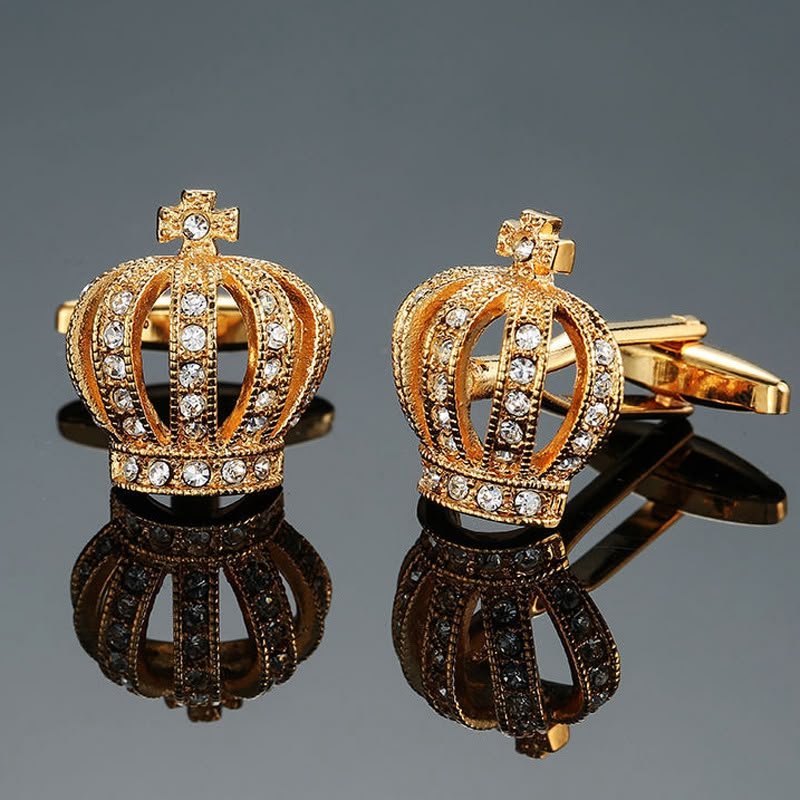Luxury Gold Crown Cufflinks for Men | Royal Tuxedo Accessories